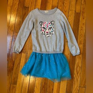 Hatley Silver and Blue Dress with Vibrant Leopard Design